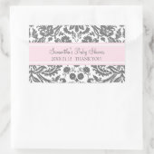Roze Grijs Damask Baby shower Favor Stickers (Tas)
