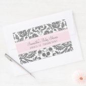 Roze Grijs Damask Baby shower Favor Stickers (Envelop)