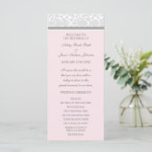 Roze Grijs Damask Wedding Program Programma (Staand voorkant)