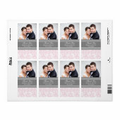 Roze Grijs Damast Foto Bruiloft Labels (Full Sheet)