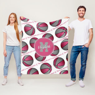 roze grijs De basketbalrechtbank is mijn gelukkige Fleece Deken