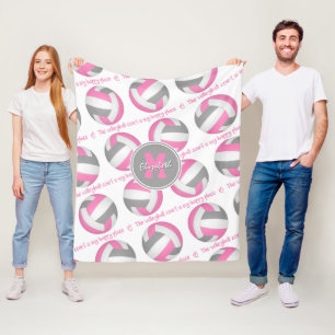 Roze grijs De volleybalrechtbank is mijn gelukkige Fleece Deken