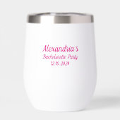 Roze & Grijs Diamant Wijnglas Bachelorette Party (Achterkant)