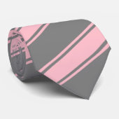 Roze & Grijs Dik en Dun Diagonal Stripes Stropdas (Opgerold)
