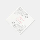 Roze & Grijs Elegant Bruiloft Servetten (Hoek)