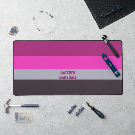Roze grijs en donker gedempt Paarse streepjespatro Bureaumat (Werkstation)