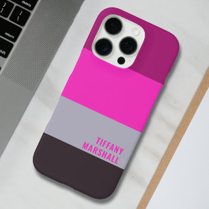 Roze grijs en donker gedempt Paarse streepjespatro iPhone 16 Pro Hoesje