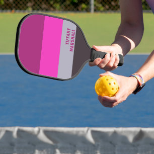 Roze grijs en donker gedempt Paarse streepjespatro Pickleball Paddle