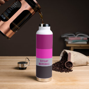 Roze grijs en donker gedempt Paarse streepjespatro Waterfles