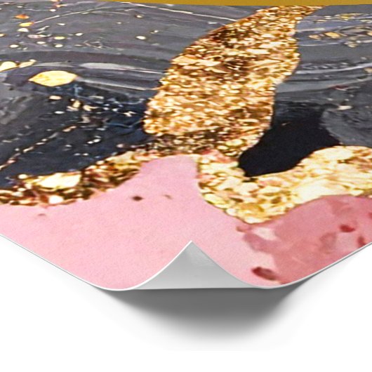 Roze, Grijs en Goud Marmeren Agaat Verjaardagsfees Poster (Hoek)