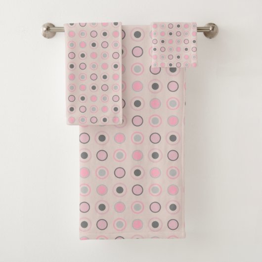 Roze, grijs en wit bad handdoek (Insitu)