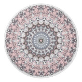 Roze grijs en wit mandala patroon keramische knop (Voorkant)