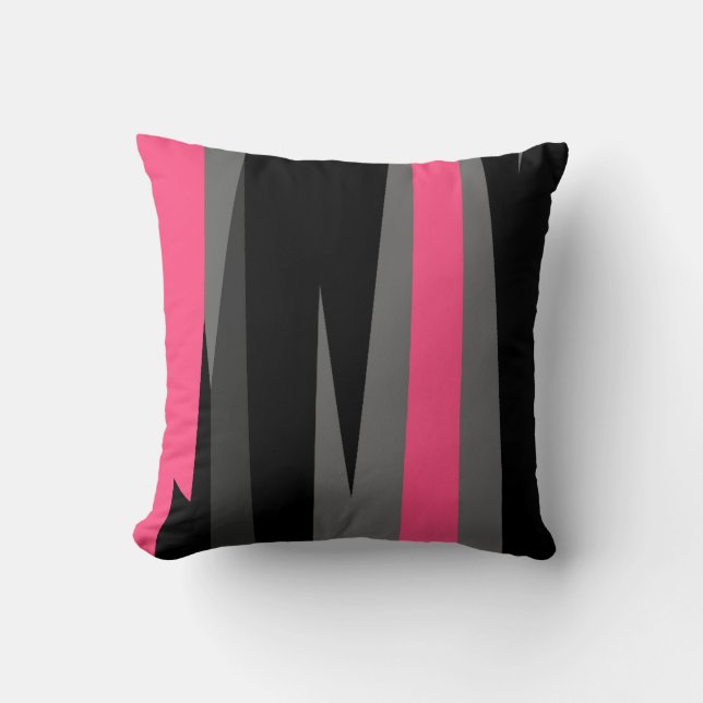 roze grijs en zwart abstract kussen (Voorkant)