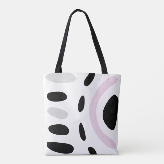 Roze, grijs en zwart minimalistische design canvas draagtas (Achterkant)