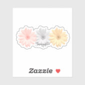 Roze Grijs Geel Daisy Bloemen Naam Sticker (Vel)