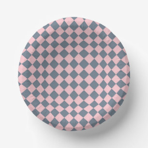 Roze Grijs Geruit Diamant Patroon Papieren Kommen