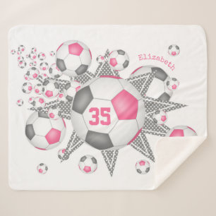 Roze Grijs Girly voetbal Blowout Sportdecor Sherpa Deken