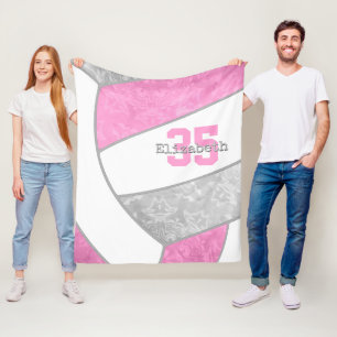 Roze Grijs Girly Volleyball W Atleet Aangepaste Na Fleece Deken