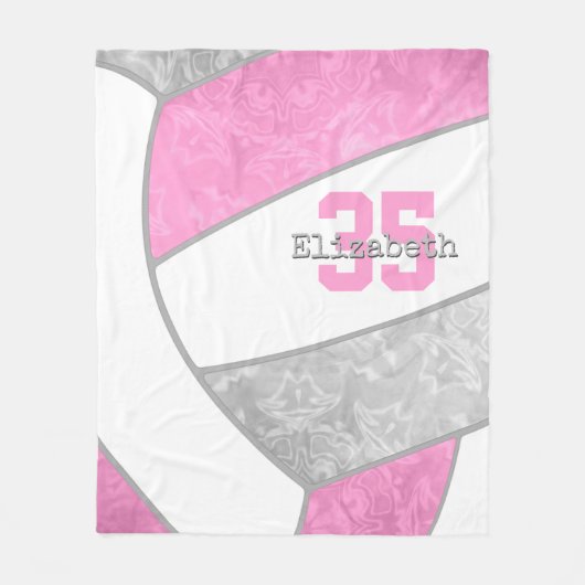 Roze Grijs Girly Volleyball W Atleet Aangepaste Na Fleece Deken (Voorkant)