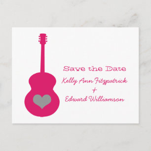Roze/grijs gitarhart Sla het Briefkaart Datum op