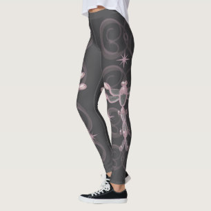 Roze, Grijs, Glas Dragonflies met Sterren Leggings