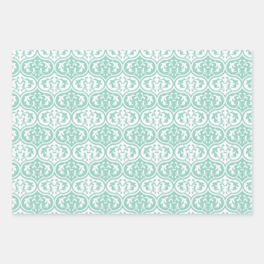 Roze Grijs Groen Meisje Damask Print Custom Inpakpapier Vel (Voorkant 2)