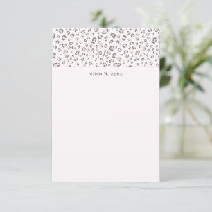 Roze Grijs Luipaard gepersonaliseerd Notitiekaartje