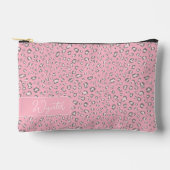 Roze Grijs luipaard patroon met naam Etui (Voorkant)