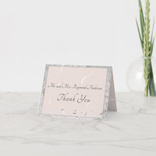 Roze & Grijs Marmer met Monogram Bedankkaart