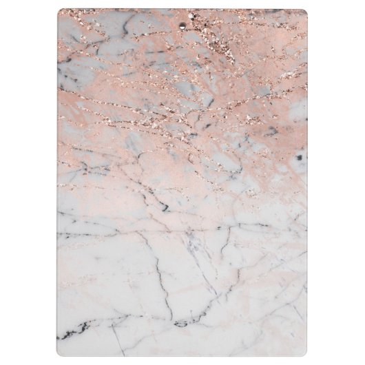 Roze & Grijs Marmer Moderne Mode Gepersonaliseerd Klembord (Achterkant)