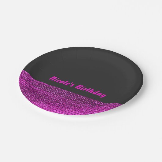 Roze & Grijs Modern Glam Sequins Chic Party Papieren Bordje (Gekanteld)