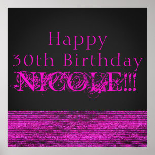 Roze & Grijs Moderne Glam Lovertjes Feest Banner Poster