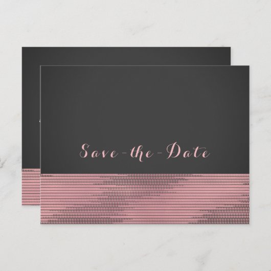 Roze & Grijs Moderne Glamour Sequins Chic Save the Aankondigingskaart (Voorkant / Achterkant)