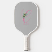 Roze grijs monogram bloem letter C Pickleball Paddle (Voorkant)