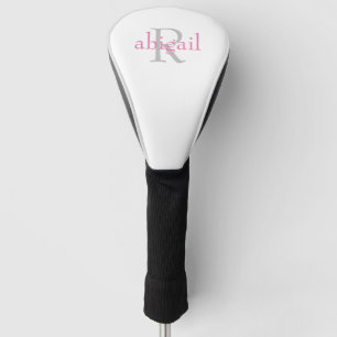 Roze & Grijs Monogram Driver Golf Head Hoesje Golfheadcover