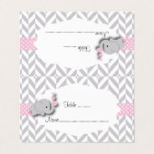 Roze & Grijs Olifant Baby shower | Kaarten plaatse (Buitenkant ongevouwen)