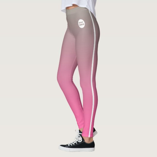 Roze Grijs Ombre Gradient Custom Business Logo Leggings (Links)