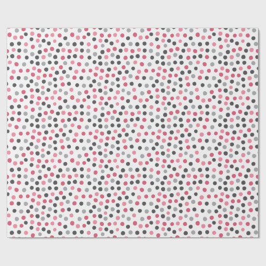 Roze Grijs Patroon Polka Dots Wrapping Paper Cadeaupapier (Vlak)