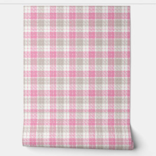 Roze Grijs Plaid Moderne en  Stijl Wallpaper Behang