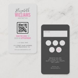 Roze Grijs Schoonheidssalon QR Code & Loyaliteit Visitekaartje
