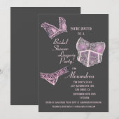 Roze Grijs Vrijgezellenfeest Lingerie Party Kaart (Voorkant / Achterkant)