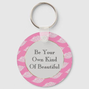 Roze Grijs Wit Diamant Lippen Sleutelhanger