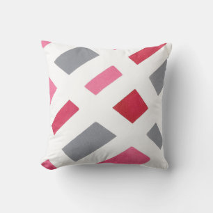 Roze Grijs Wit Geometrische Waterverf Kussen