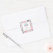 Roze Grijs Wit  Huizen Vierkante Sticker (Envelop)