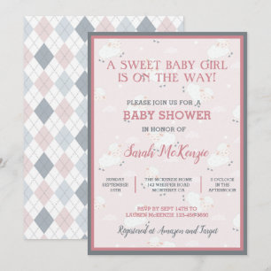 Roze Grijs Witte Baby Lammetjes Springen Baby Show Kaart