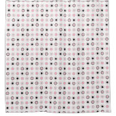 Roze, grijs, zwart en wit douchegordijn (Voorkant)