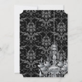 Roze Grijs Zwart Kroonluchter Damask Bruiloft Kaart (Achterkant)