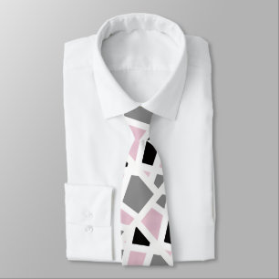 Roze grijs Zwart Wit Geometrisch Stropdas