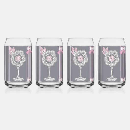 Roze & Grijze AI kunst Blikvorm Glas (Voorkant)