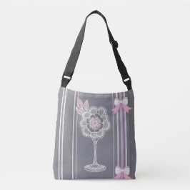 Roze & Grijze AI kunst Crossbody Tas